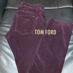 Men's Burgundy Tom Ford 48 Corduroy Pants